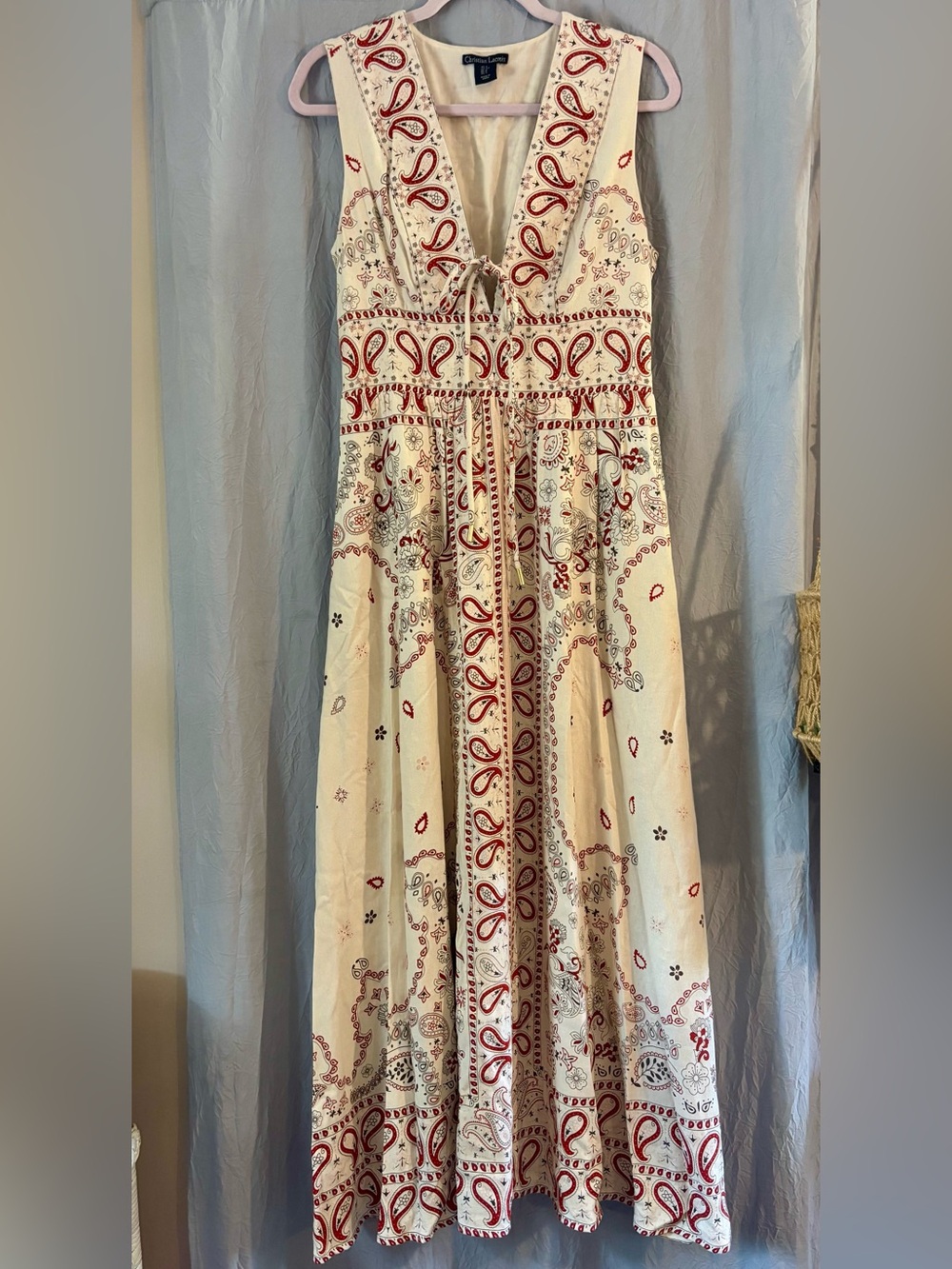 Christian Lacroix Boho Linen Blend Paisley Bandana Print Midi